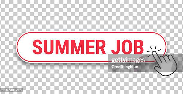 summer job - 3d click web button with hand cursor on blank background - part time work icon stock illustrations