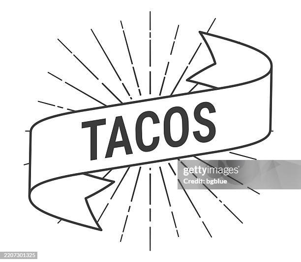 Tacos Banner With Sunbursts On White Background High-Res Vector Graphic