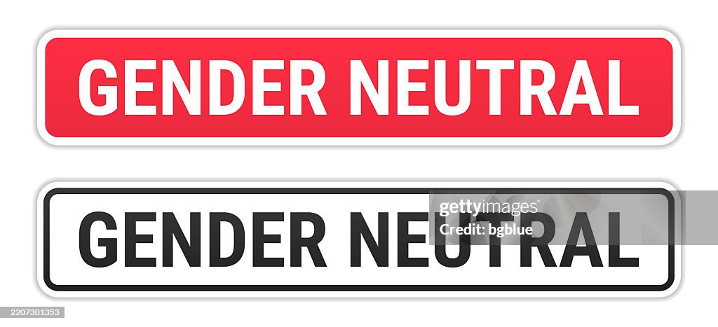 Gender Neutral Label Gender Neutral Red And Black Labels On White Background High-Res Vector ...