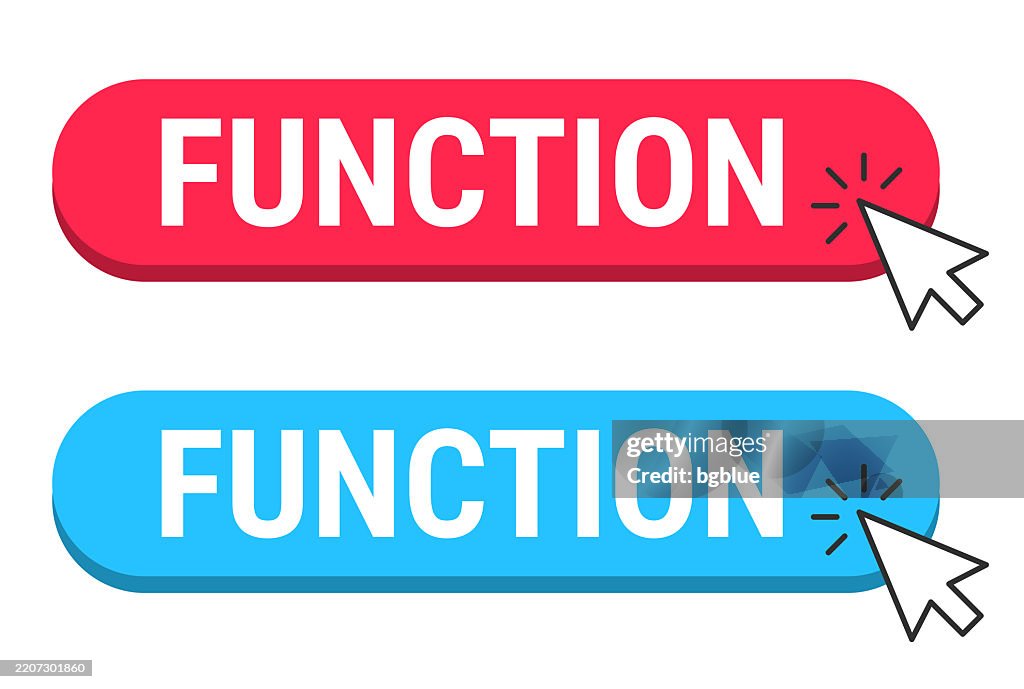 Function Blue Button Function Red And Blue Buttons With Cursor On White Background High-Res ...