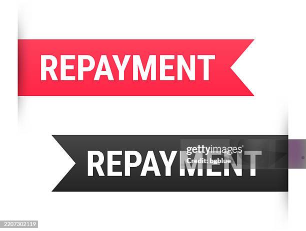 repayment - banner, bookmark, ribbon, label on white background - reimbursement stock illustrations