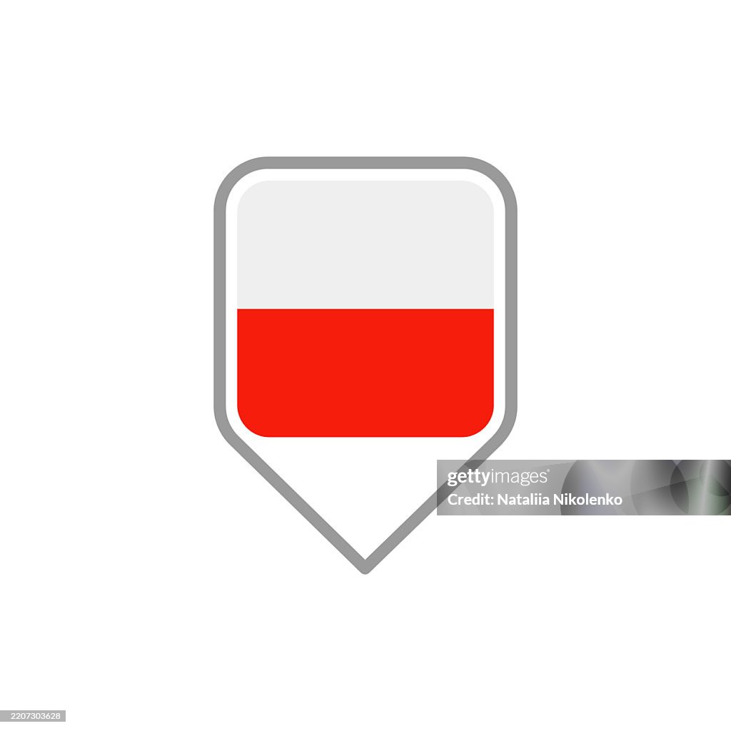Poland - Flag Pin Square Icon.