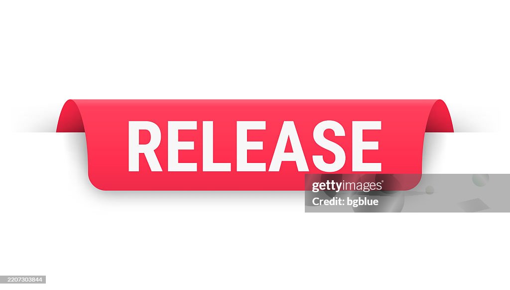 Release Text Red Ribboned Release Red Banner Bookmark Ribbon Label On White Background High-Res ...