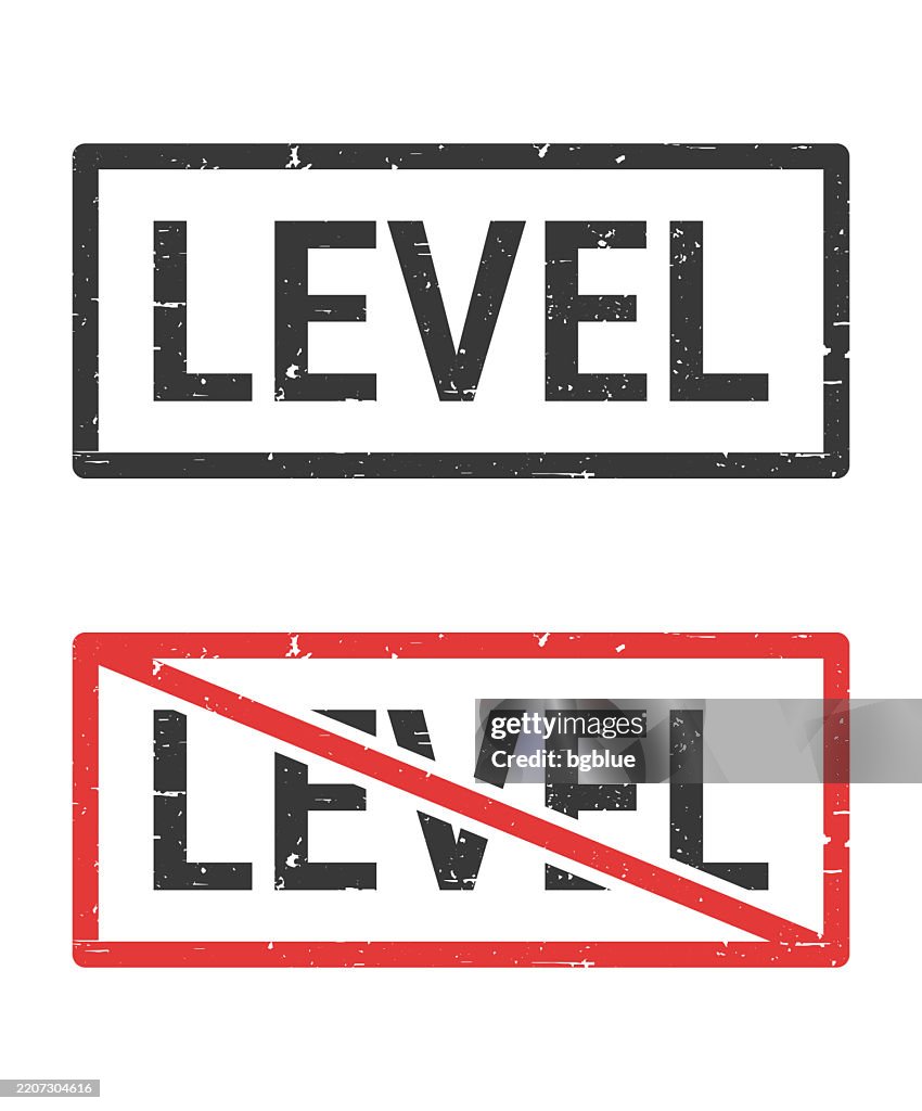 Level Rubber Stamps With Crossed Out Stamp On White Background High-Res ...