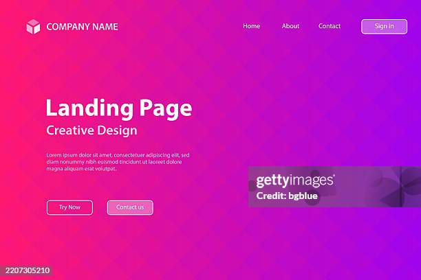 landing page template - geometric background with mosaic and pink gradient - diamond pattern stock illustrations