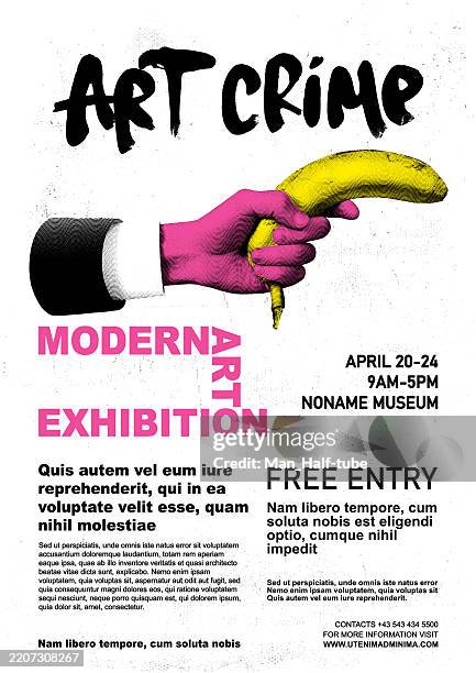 ilustrações de stock, clip art, desenhos animados e ícones de art exhibition flyer - espetáculo de arte