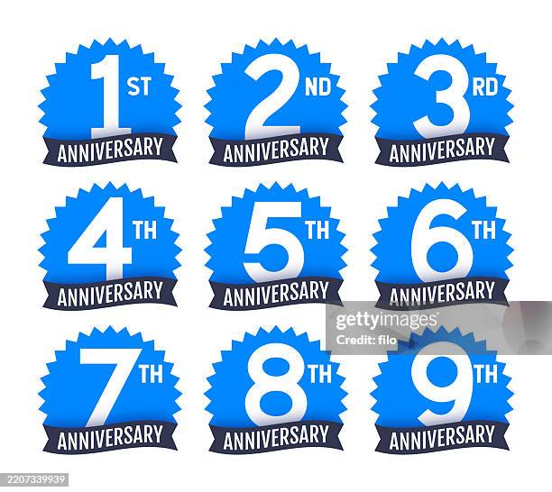 anniversary year celebration numbers - 5 year stock illustrations