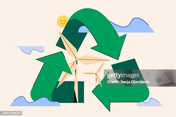 sustainable recycling concept with renewable energy and eco-friendly elements - sustainable business stock illustrations