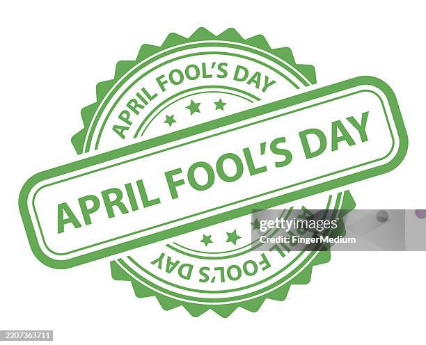 april fool's day rubber seal stamp - april fools stock illustrations