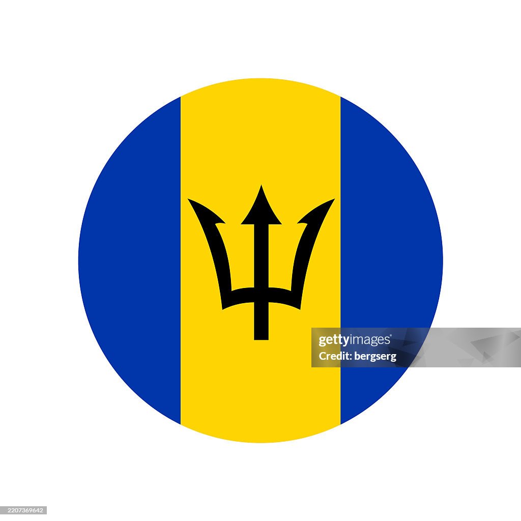 Barbados Flag. Round Flat Icon. Vector Illustration
