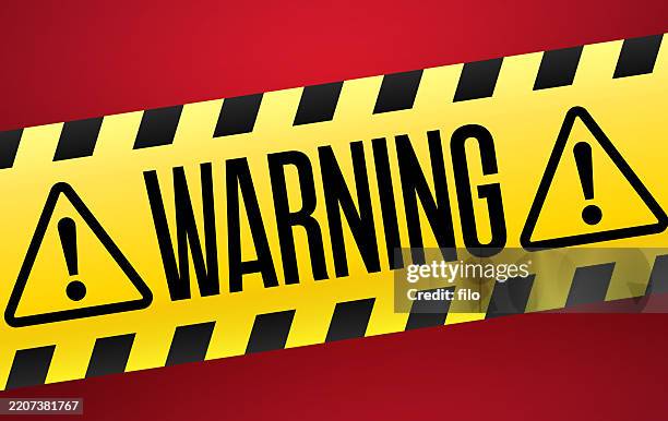 warning yellow barricade tape - exclusion zone stock illustrations