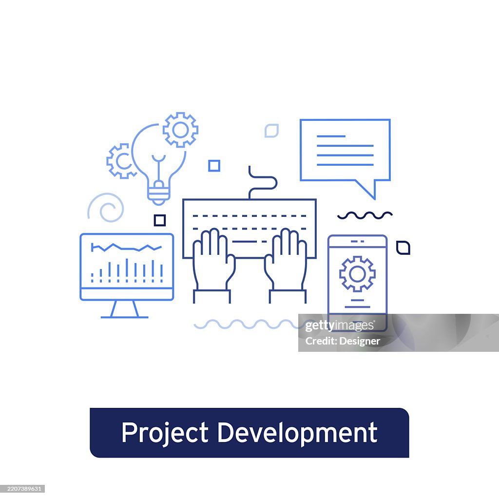 Custom Project Development Vactor Project Development Concept Vector Illustration Editable Stroke Vector ...
