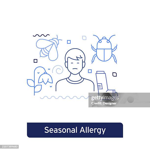 seasonal allergy concept vector illustration. editable stroke vector design. - spring allergy stock illustrations