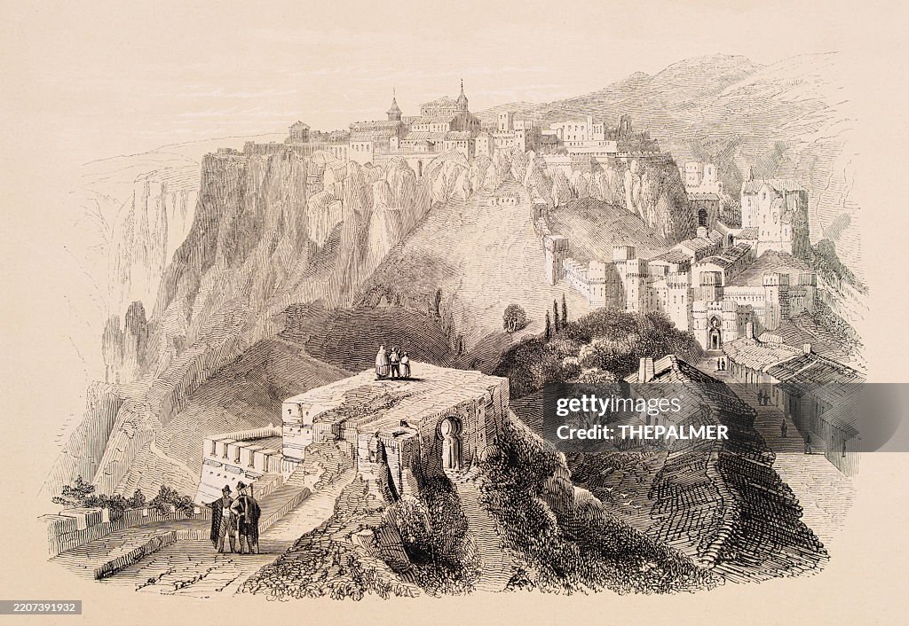 Ronda city, Spain engraving from 1851