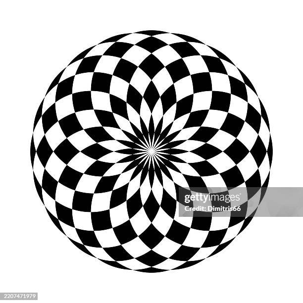 abstract circle pattern op art - spirograph stock illustrations