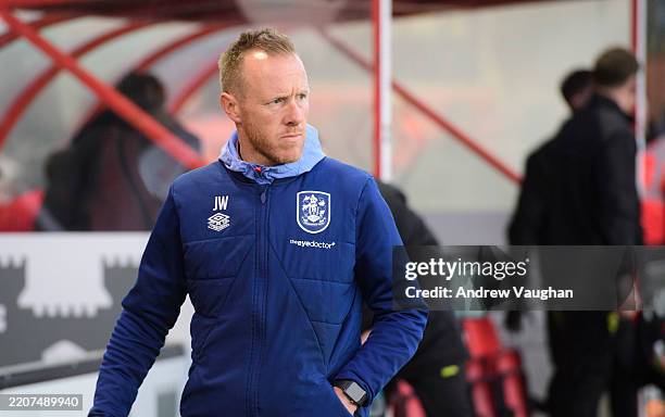 Jon Worthington, Interim head coach of Huddersfield Town during the Sky Bet League One match between Lincoln City FC and Huddersfield Town AFC at...