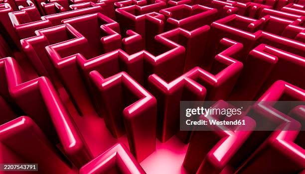 3d Render Of A Red Maze With Intricate Geometric Patterns High-Res ...