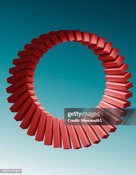 Round Block Graphics A Twisting Formation Of Red Blocks Organized In A Circle High-Res ...