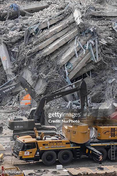 In Bangkok, Thailand, on April 2 search and rescue operations enter Day 5 at the site of the government building that collapses following a 7.7...