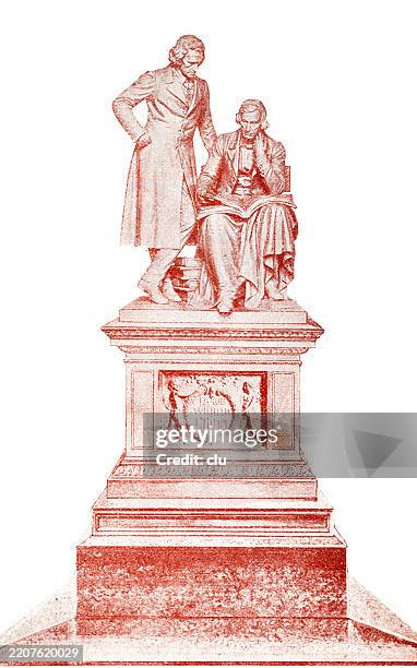 denkmal der gebrüder grimm in hanau - hanau stock-grafiken, -clipart, -cartoons und -symbole