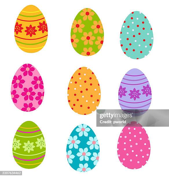 set of eggs . - painted easter eggs stock illustrations
