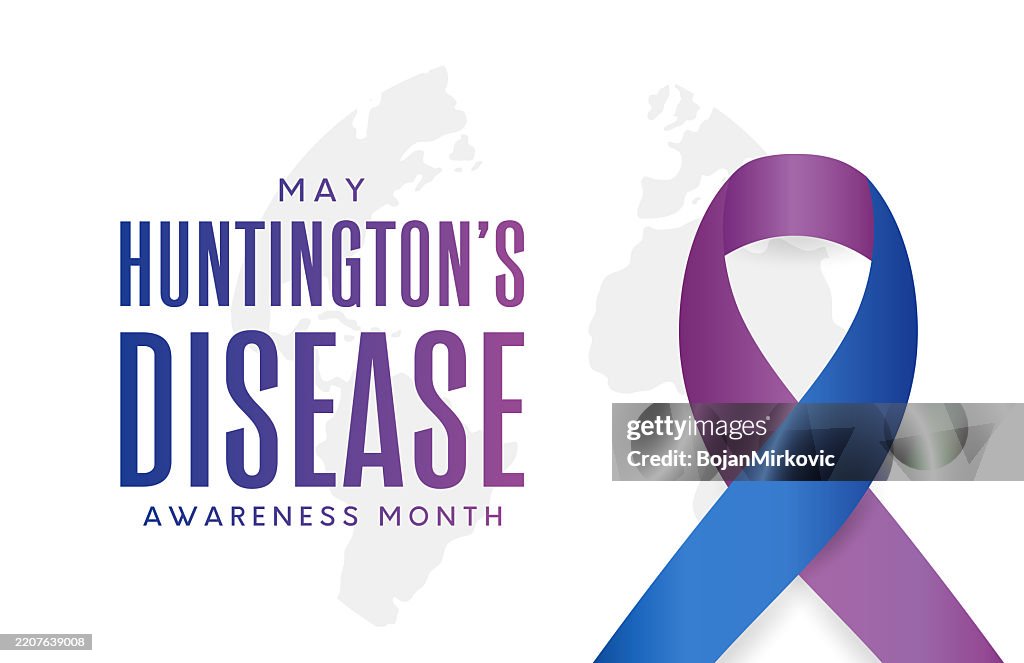 Huntington’s Disease Awareness Month card, poster, May. Vector