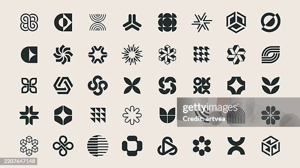 vector set of minimalism geometric bauhaus style symbol design elements - brutalism stock illustrations