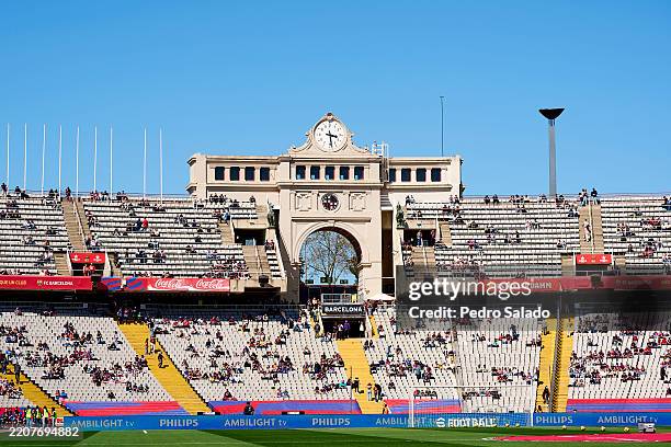 General view inside the stadium ahead the LaLiga EA Sports match between FC Barcelona and Girona FC at Estadi Olimpic Lluis Companys on March 30,...