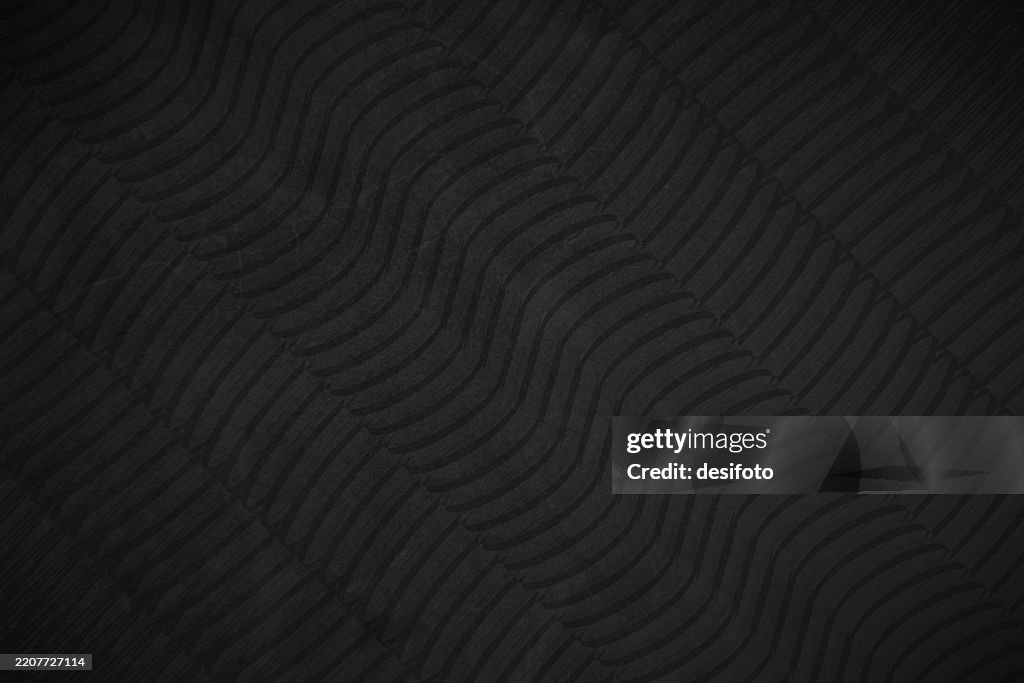 Blank empty plain simple dark black all over three dimensional 3D pattern textured horizontal waffled striped combed pattern vector background with waffle like smocking design with stripes, neat folds