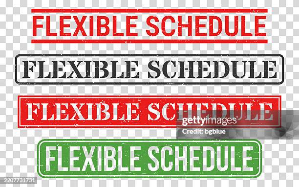 flexible schedule - rubber stamp set on blank background - grit texture stock illustrations