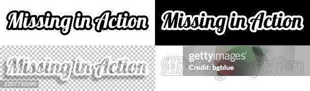 missing in action - text for design. blank, white and black backgrounds - line text - missing person stock illustrations