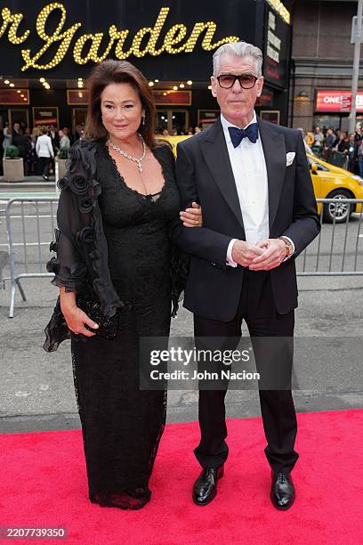 Keely Shaye Smith, Pierce Brosnan at the "Good Night, and Good Luck," Opening Night on April 03, 2025 in New York, New York.