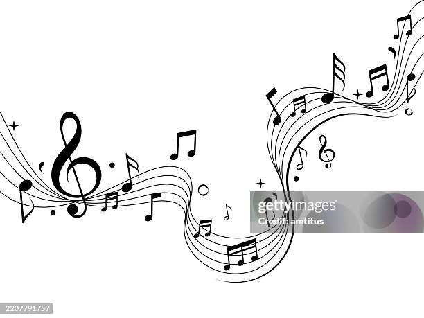 ilustrações de stock, clip art, desenhos animados e ícones de music lines template - nota musical