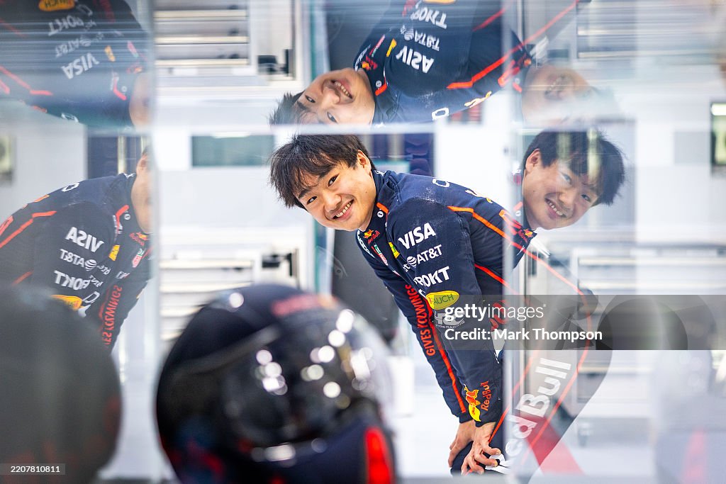 Oracle Red Bull Racing Japan Yuki Tsunoda of Japan and Oracle Red Bull Racing looks on at Oracle ...