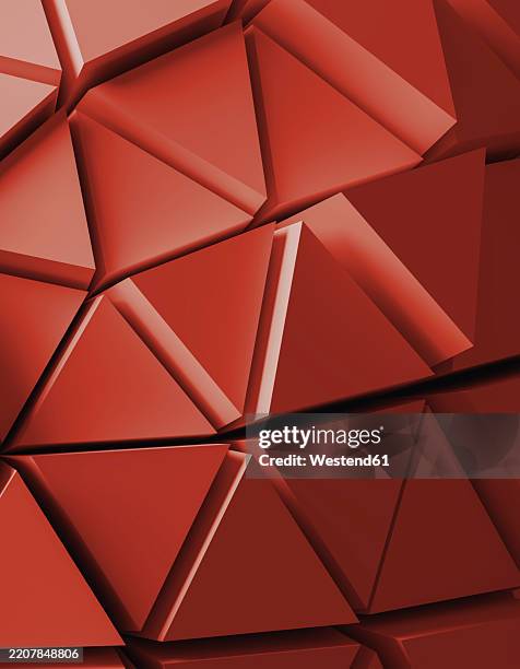 3d Rendering Of Geometric Triangular Pattern In Red With A Minimalist ...