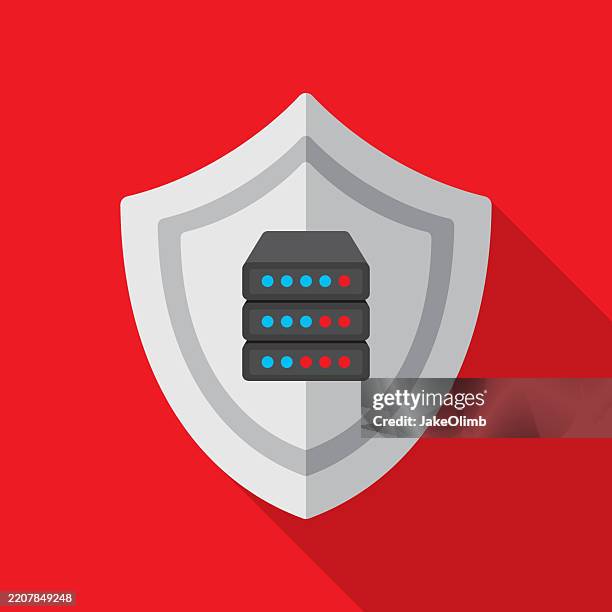 shield servers icon flat - datacenter power stock illustrations