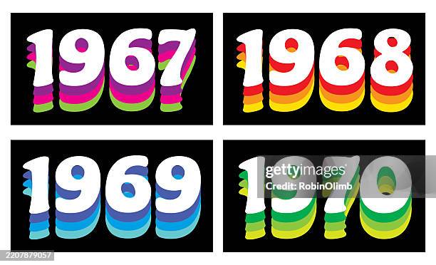 psychedelic years icons - 1967 stock illustrations