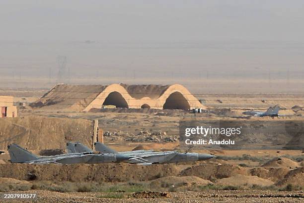 View of the T4 Tiyas Airbase, located in Homs Governorate in Syria, which has been targeted by Israeli airstrikes, on April 4, 2025. Situated west of...