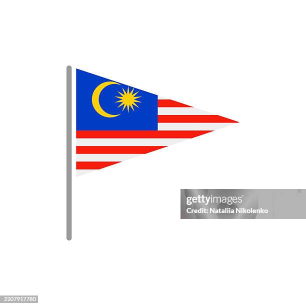 malaysia - flag pin flat triangular icon. - perak malaysia stock illustrations