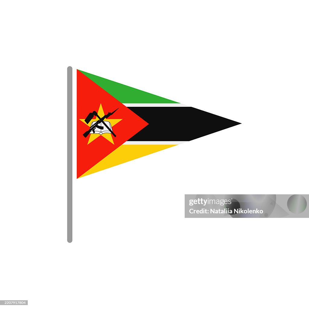 Mozambique - Flag Pin Flat Triangular Icon.
