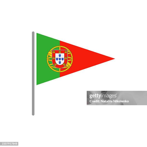 portugal - flag pin flat triangular icon. - porto stock illustrations