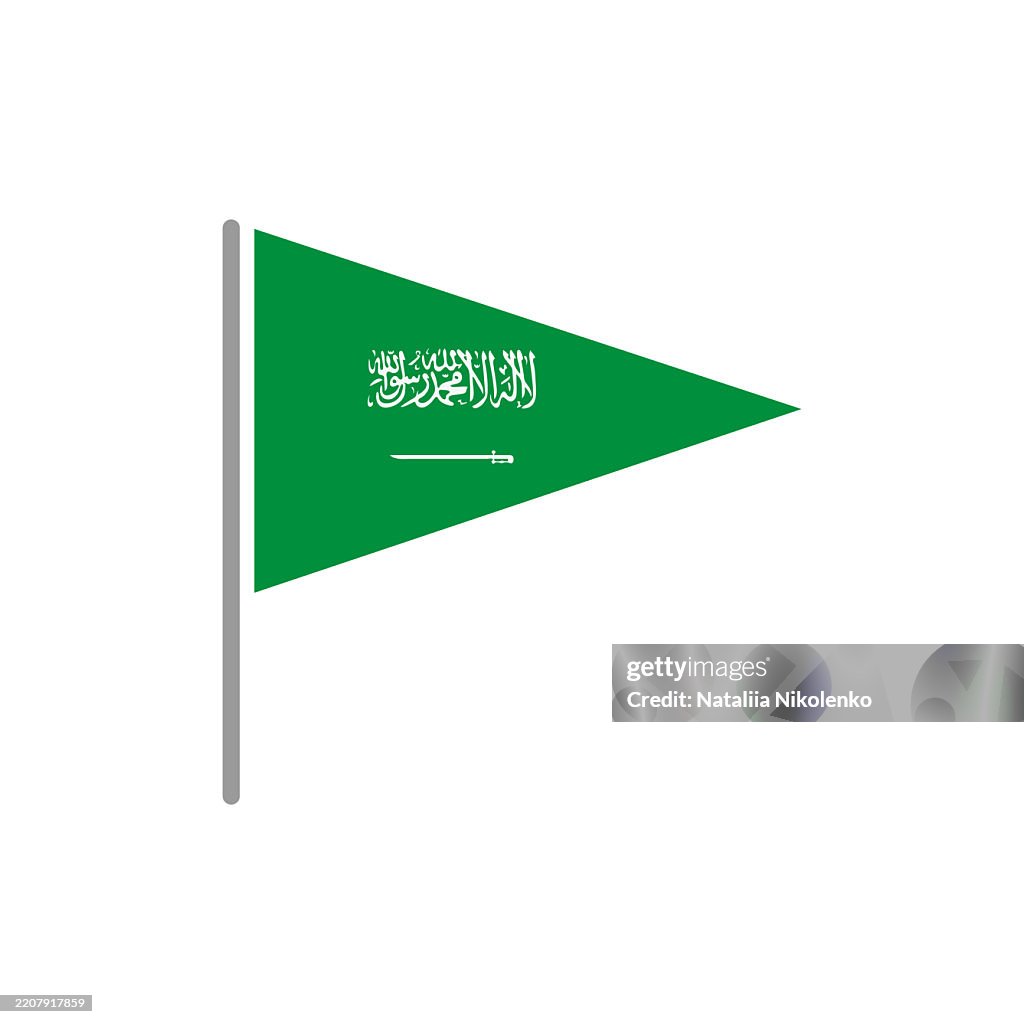 Saudi Arabia - Flag Pin Flat Triangular Icon.