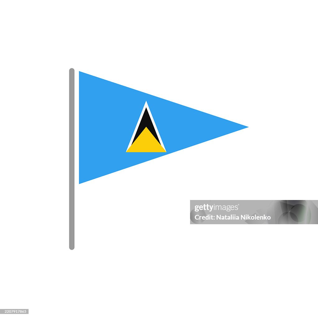 Saint Lucia - Flag Pin Flat Triangular Icon.