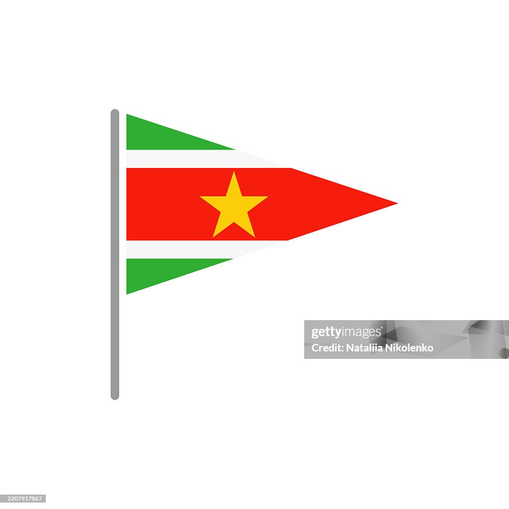 Suriname - Flag Pin Flat Triangular Icon.