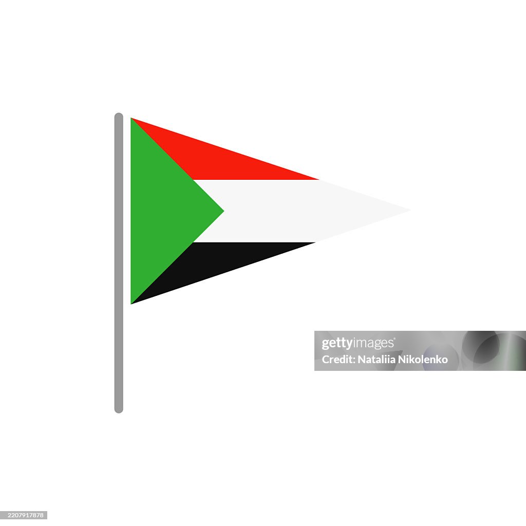 Sudan - Flag Pin Flat Triangular Icon.