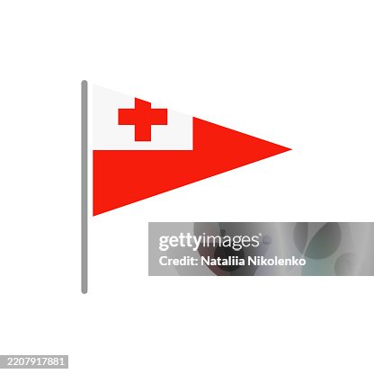 Tonga - Flag Pin Flat Triangular Icon. Tonga - Flag Pin Flat Triangular Icon.