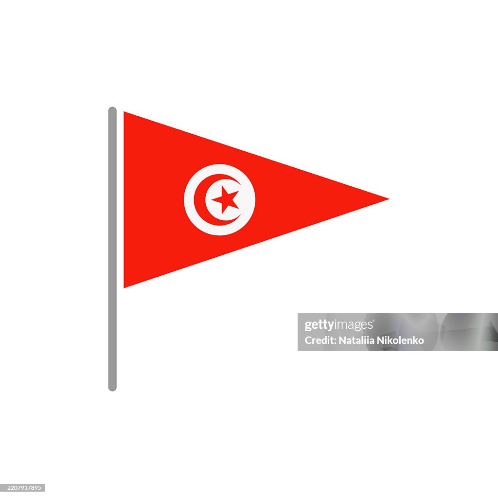 Tunisia - Flag Pin Flat Triangular Icon.