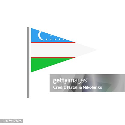 Uzbekistan - Flag Pin Flat Triangular Icon. Uzbekistan - Flag Pin Flat Triangular Icon.
