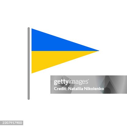 Ukraine - Flag Pin Flat Triangular Icon. Ukraine - Flag Pin Flat Triangular Icon.