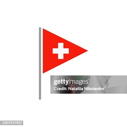Switzerland - Flag Pin Flat Triangular Icon. Switzerland - Flag Pin Flat Triangular Icon.